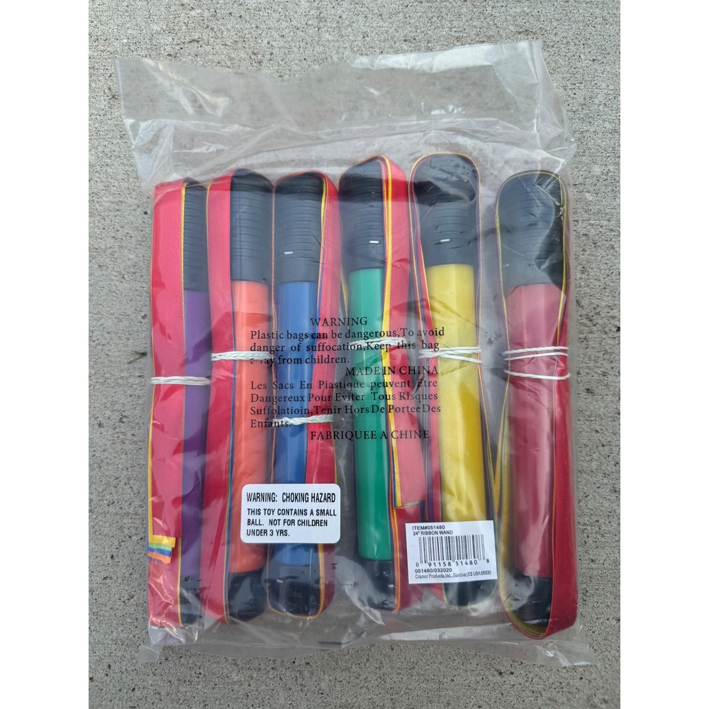 Cramer Products 24" Ribbon Wands Set of‎ 6 Gymnastics Dance Colorful New